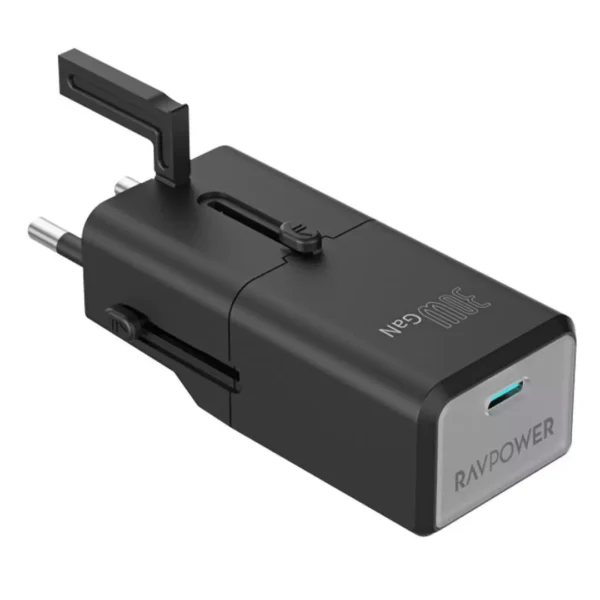 محول سفر ميني نوع سي بقوة 30 واط من راف باور، RP-PC1060 – أسود